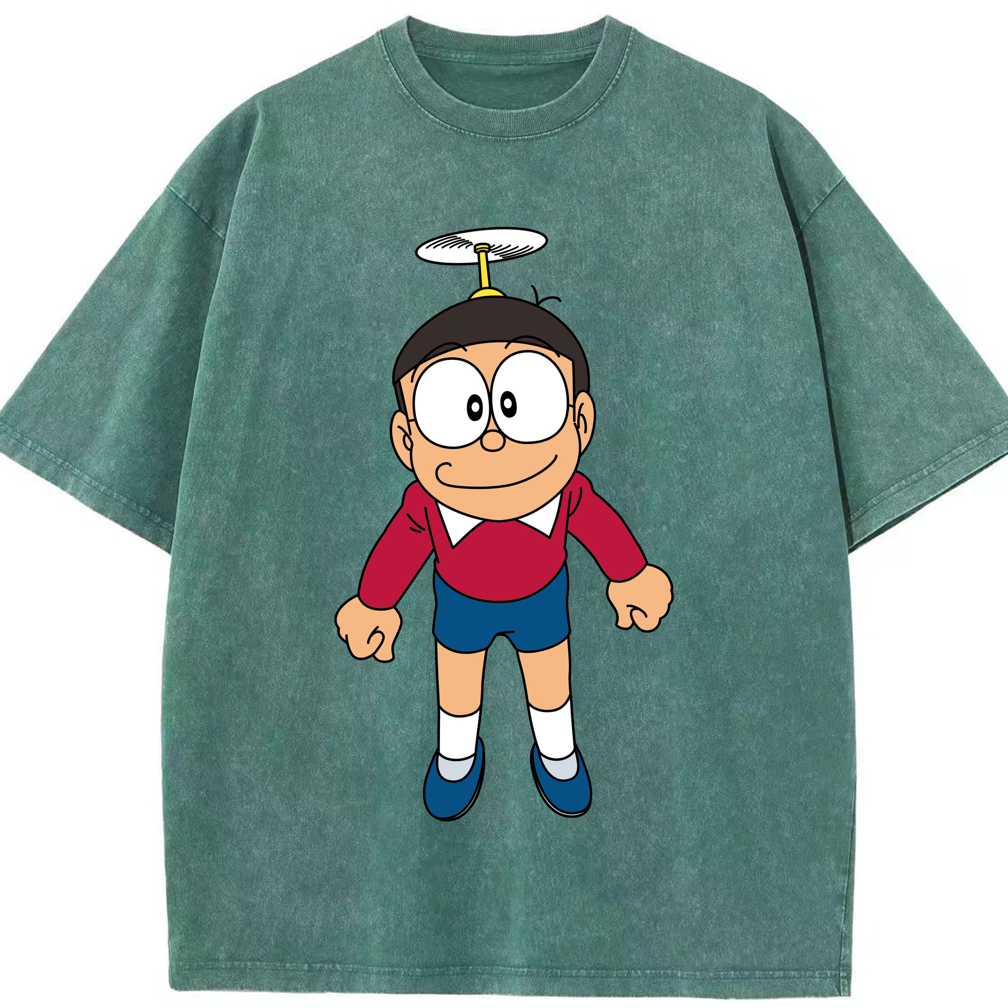 （画像用） ドラえもん 野比 のび太 Doraemon Nobita Nobi 綿100% ヴィンテージ風 半袖Tシャツ（フロントプリント）